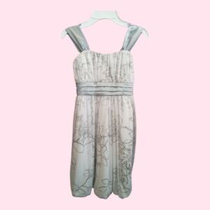 Girls 14 Elegant White and Silver Dress with Bow